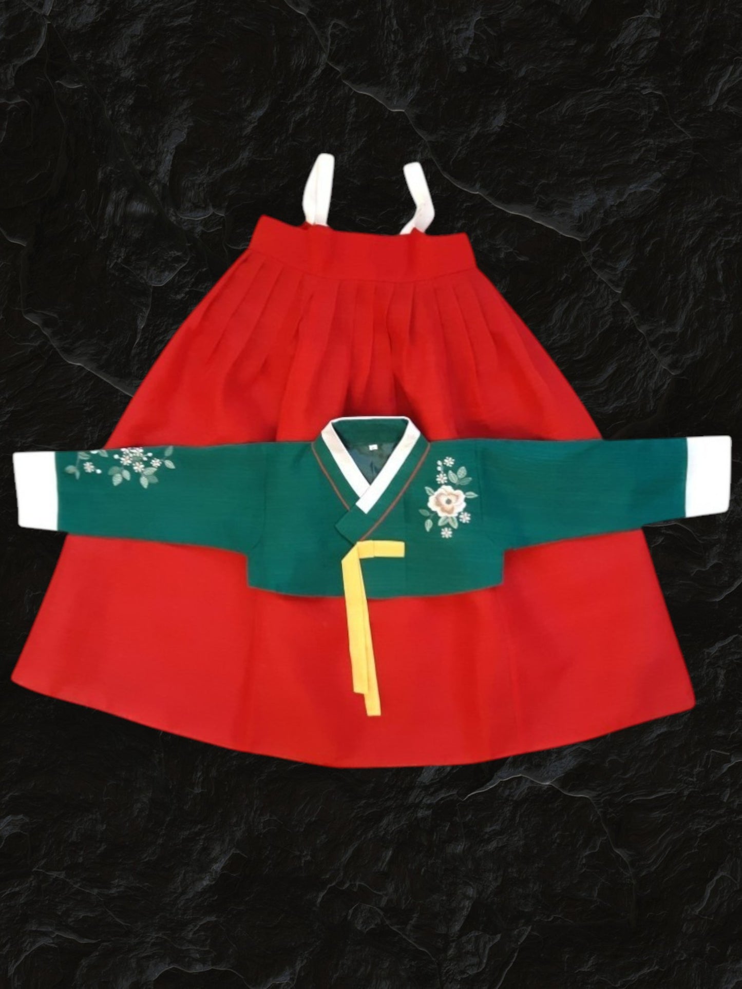 Green Red Hanbok girl, Korean traditional costume for girls, Kids hanbok