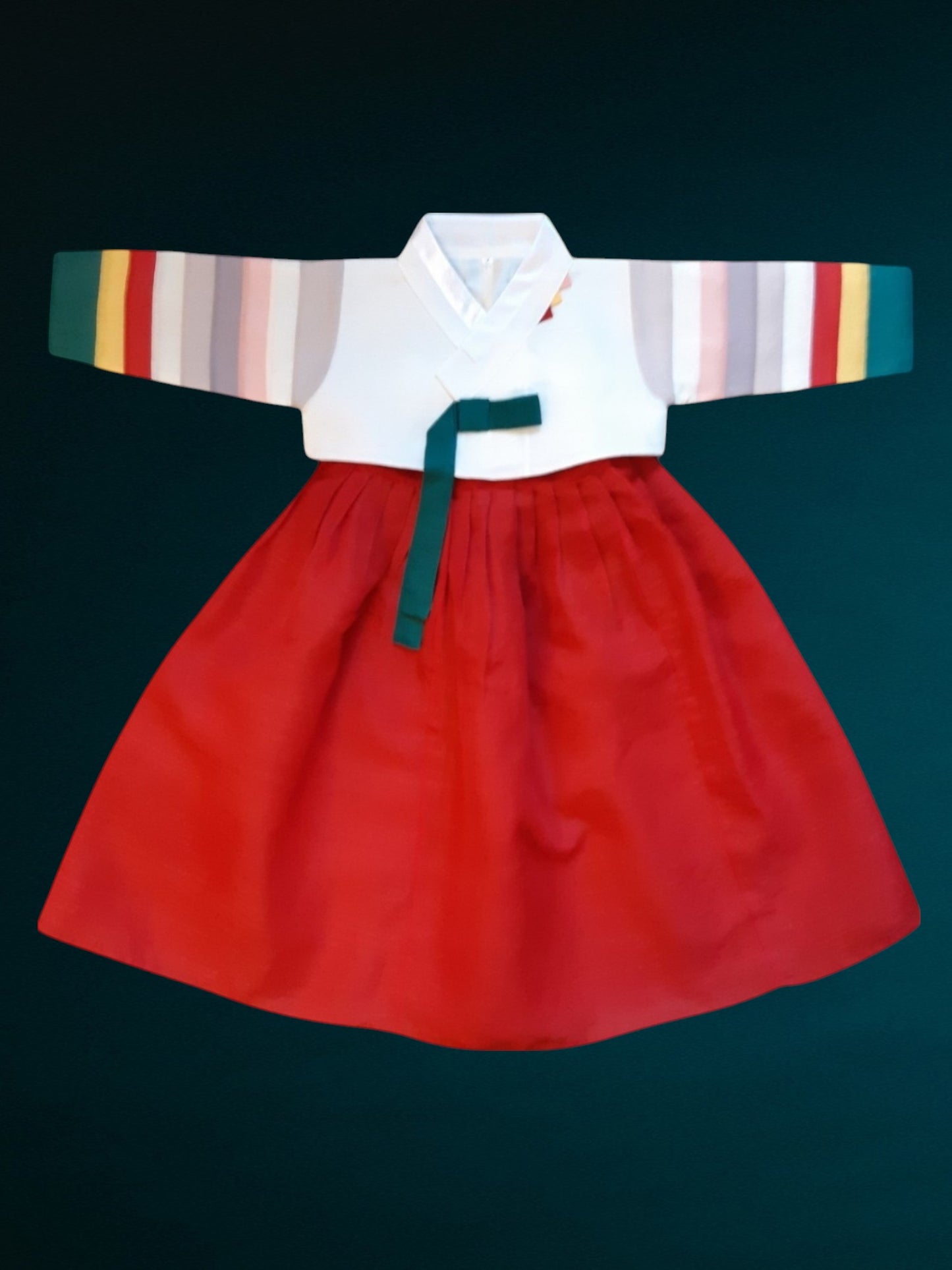 White Red Hanbok girl, Korean traditional costume for girls, Kids hanbok