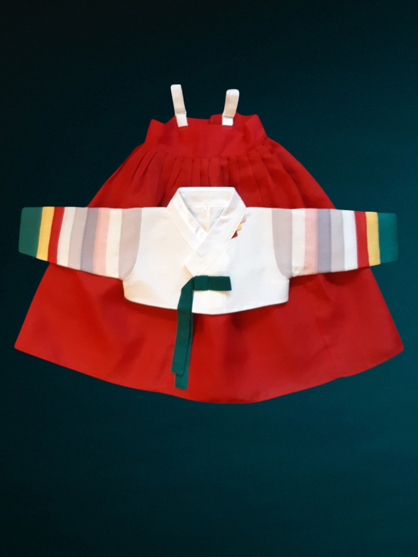 White Red Hanbok girl, Korean traditional costume for girls, Kids hanbok