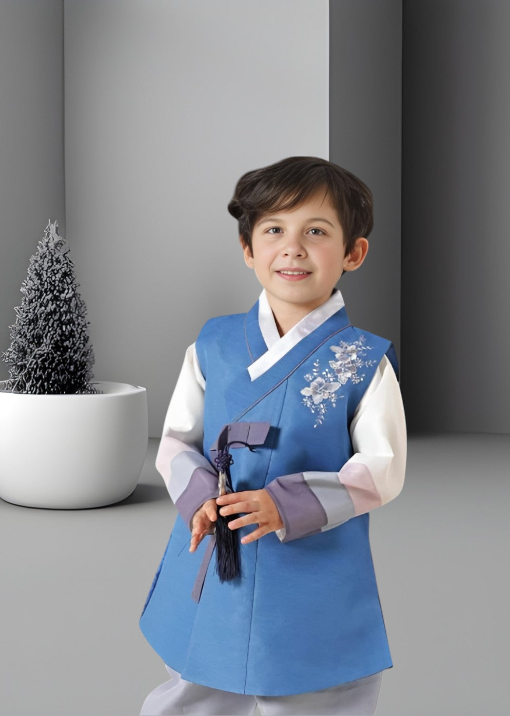 Blue Hanbok Boy, Korean traditional costume for boys, Kids hanbok