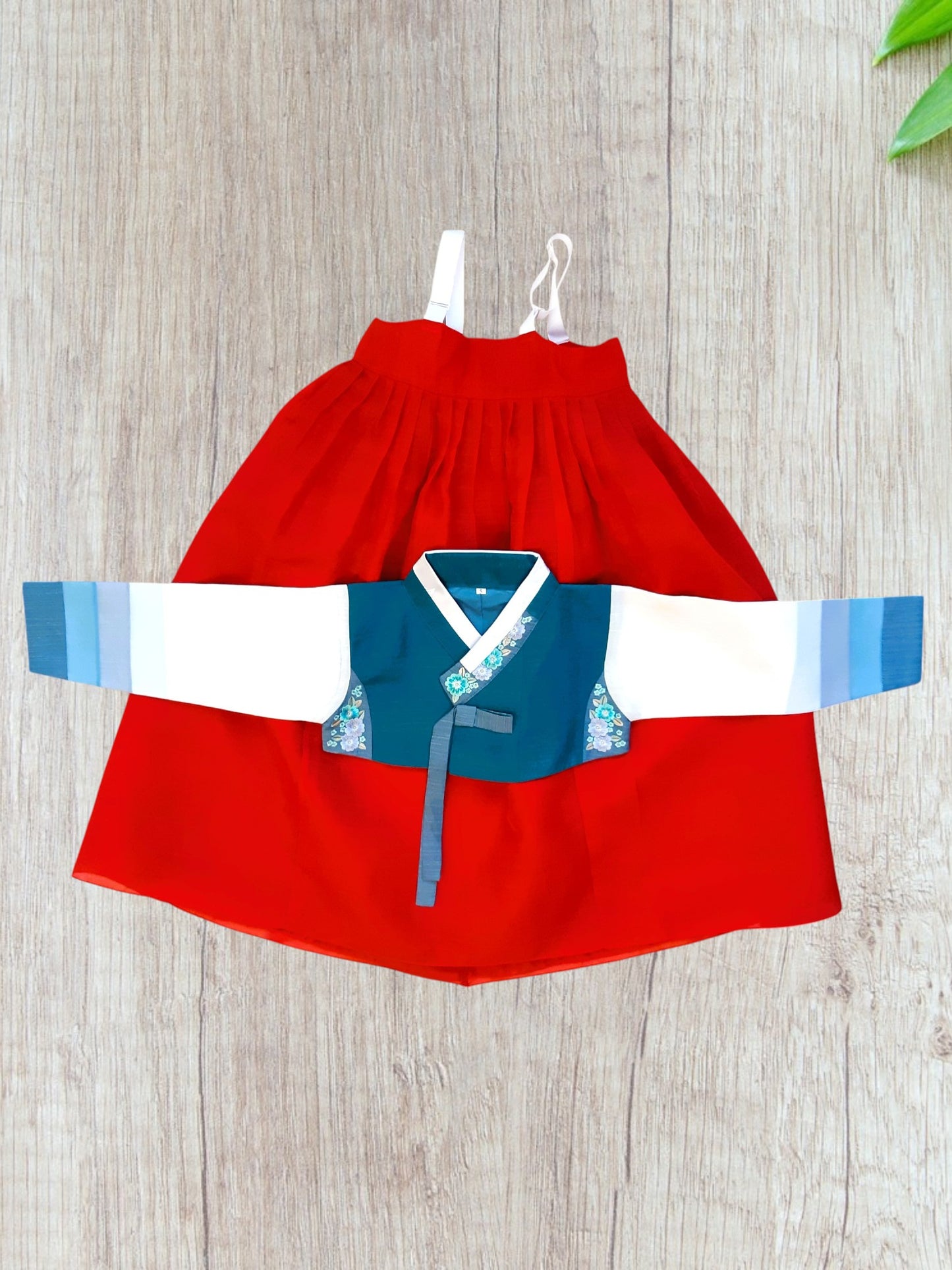 Blue Red Hanbok girl, Korean traditional costume for girls, Kids hanbok