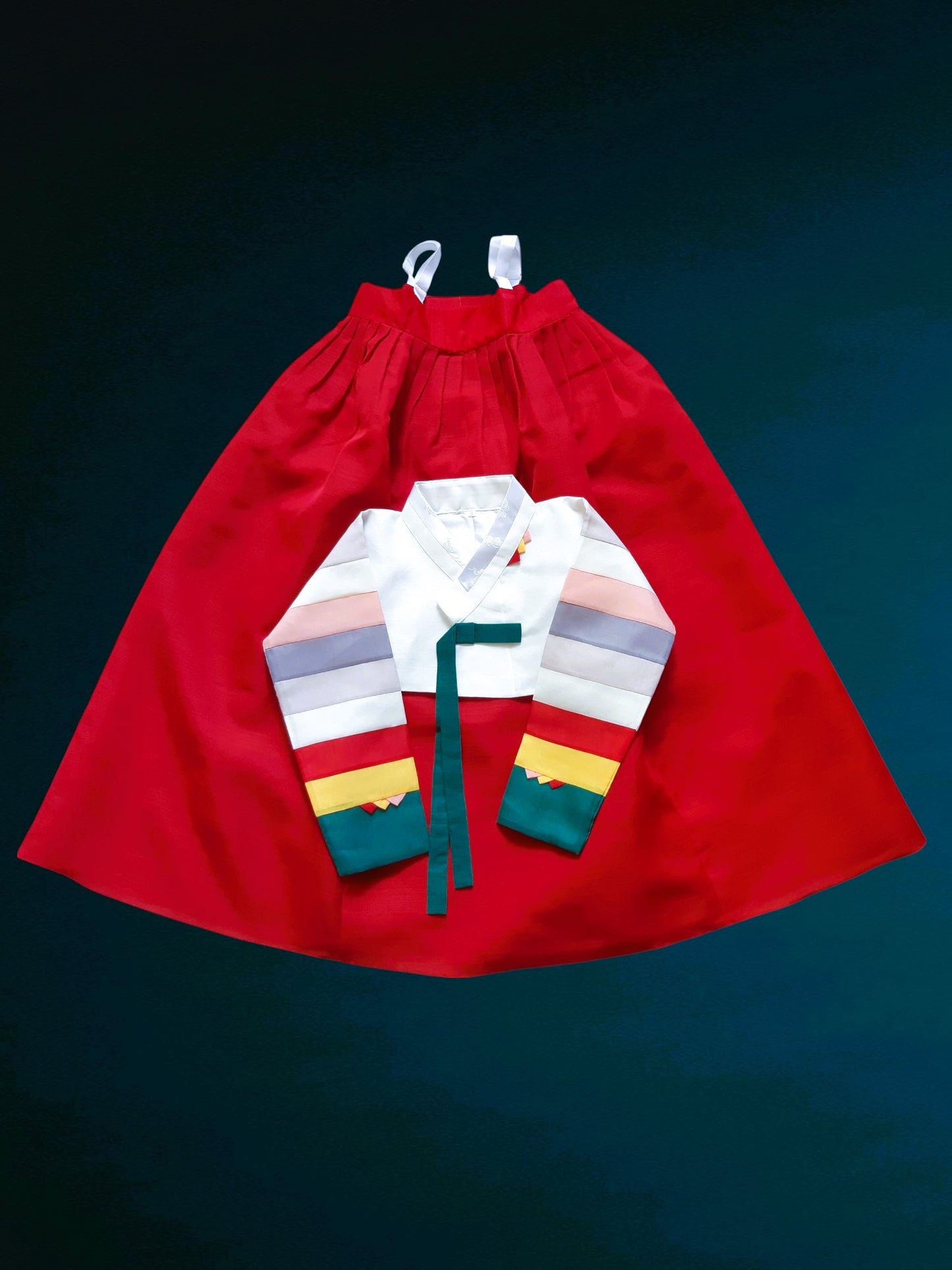 White Red Hanbok girl, Korean traditional costume for girls, Kids hanbok