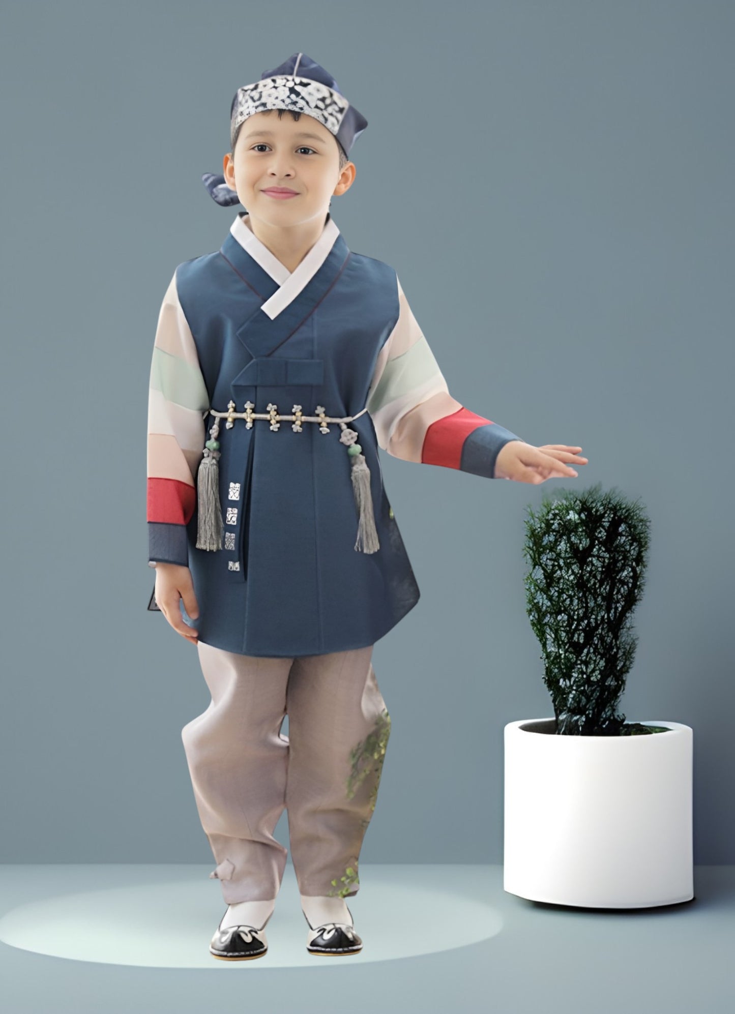 Navy Hanbok Boy, Korean traditional costume for boys, Kids hanbok