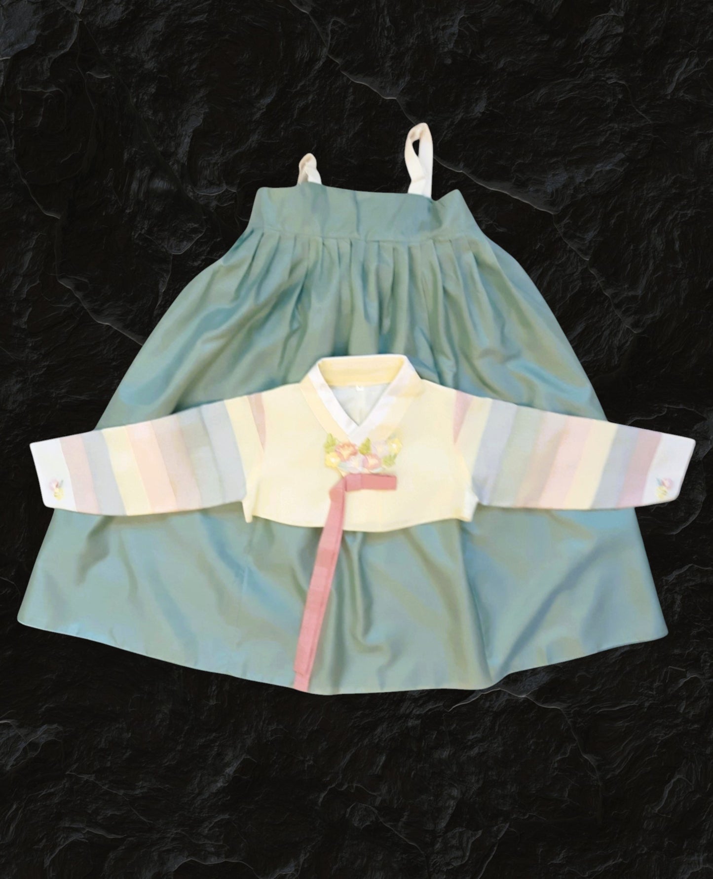 Yellow Green Hanbok girl, Korean traditional costume for girls, Kids hanbok