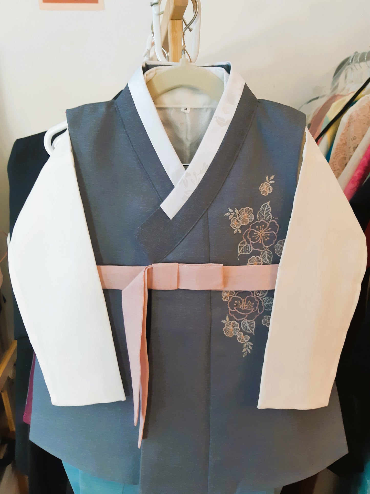 Pink Grey Hanbok Boy, Korean traditional costume for boys, Kids hanbok