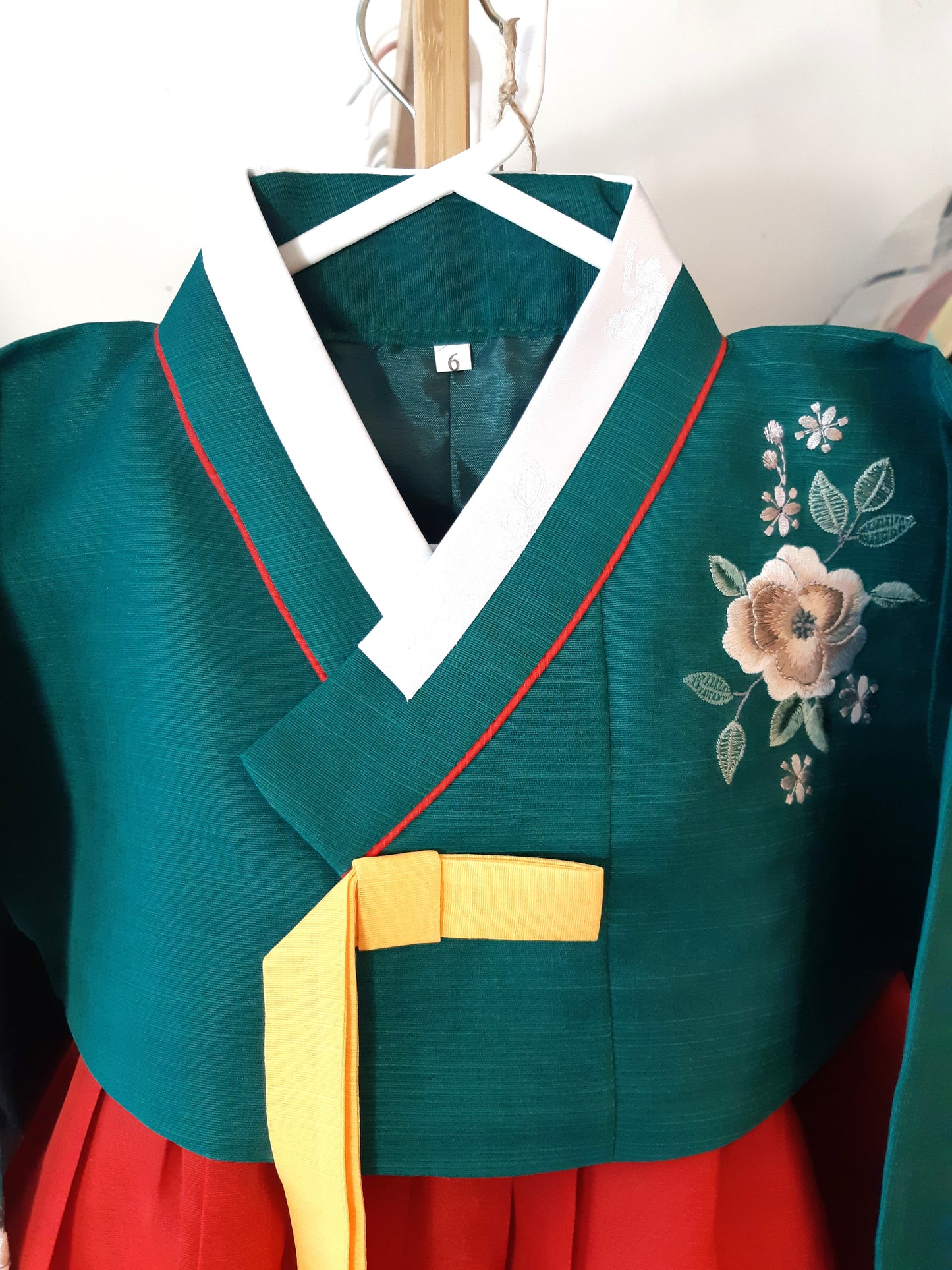Green Red Hanbok girl, Korean traditional costume for girls, Kids hanbok