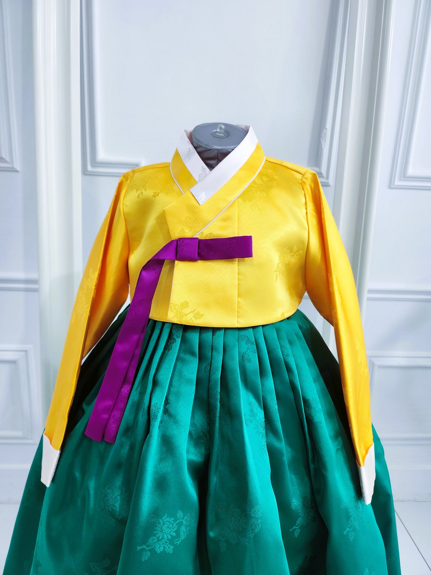 Yellow Green Hanbok girl, Korean traditional costume for girls, Kids hanbok