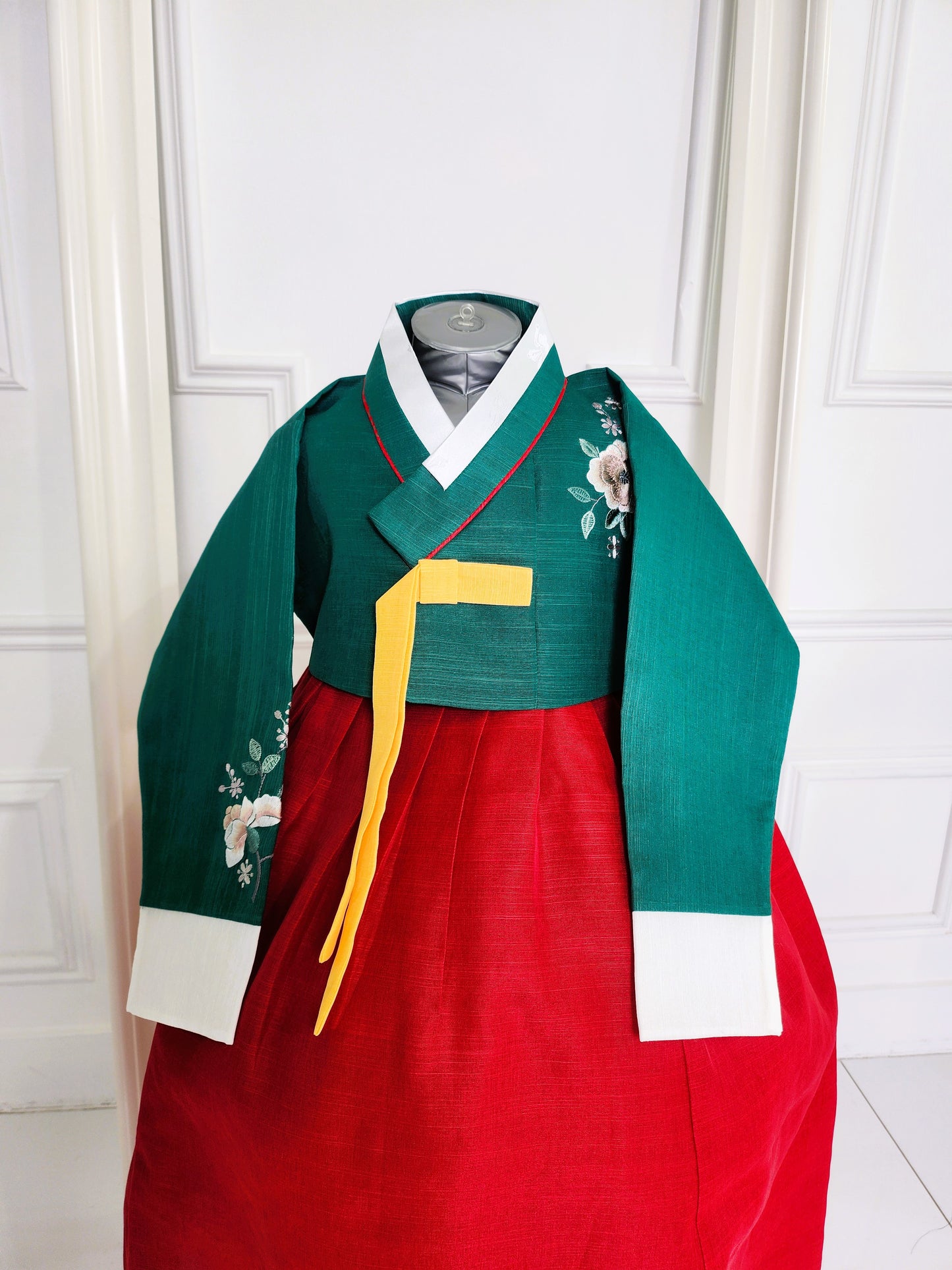 Green Red Hanbok girl, Korean traditional costume for girls, Kids hanbok