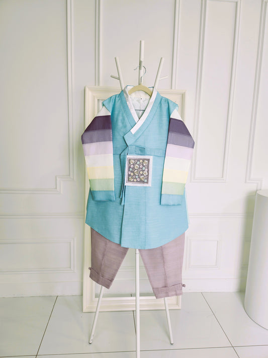 Light Blue Hanbok Boy, Korean traditional costume for boys, Kids hanbok