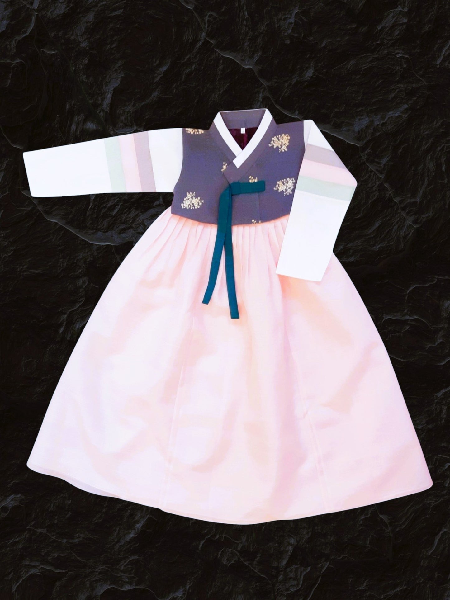 Grey Pink Hanbok girl, Korean traditional costume for girls, Kids hanbok