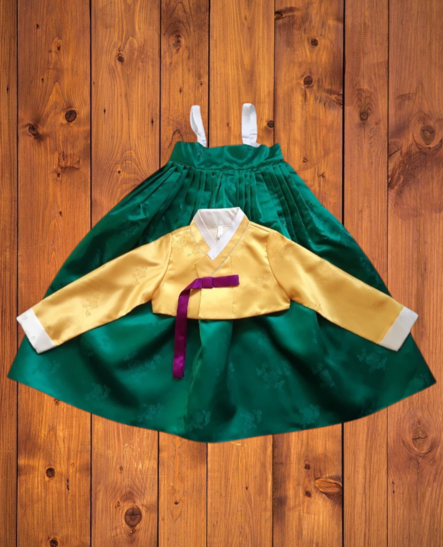 Yellow Green Hanbok girl, Korean traditional costume for girls, Kids hanbok
