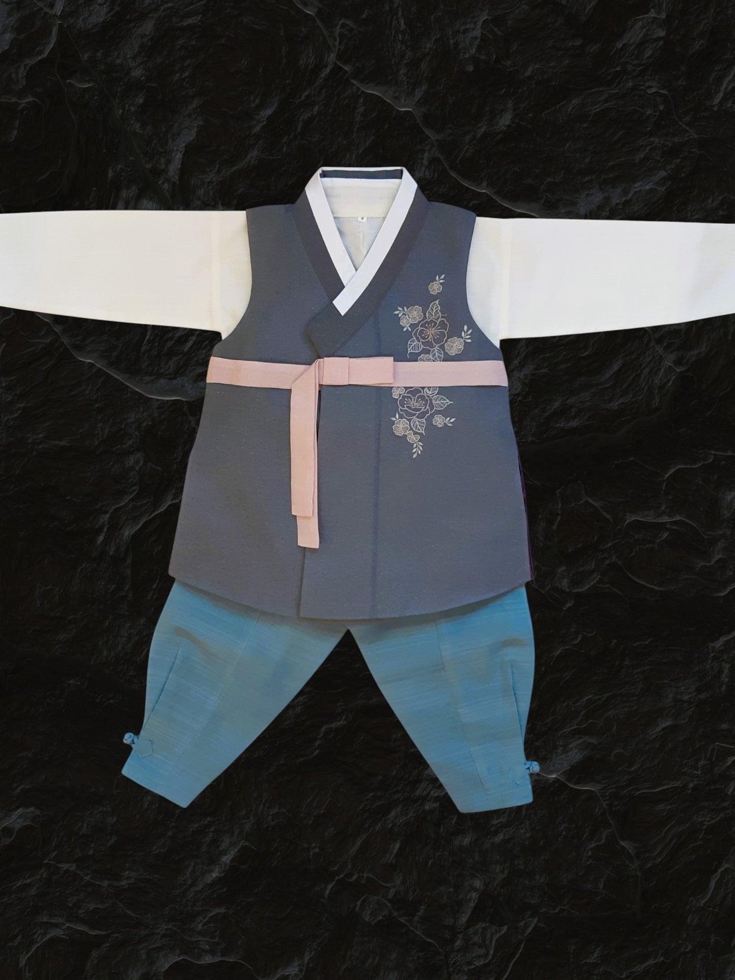 Pink Grey Hanbok Boy, Korean traditional costume for boys, Kids hanbok