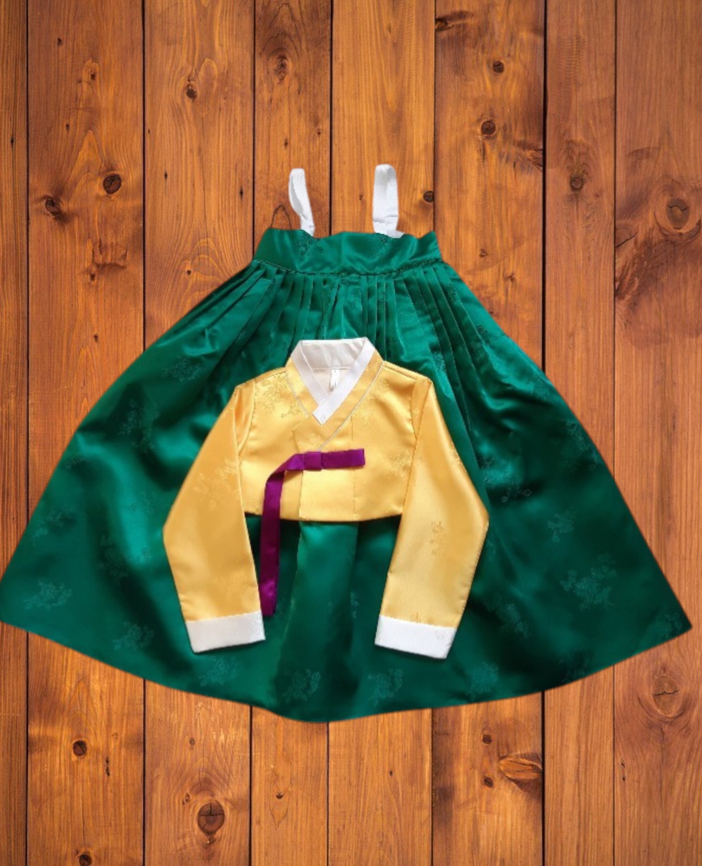 Yellow Green Hanbok girl, Korean traditional costume for girls, Kids hanbok