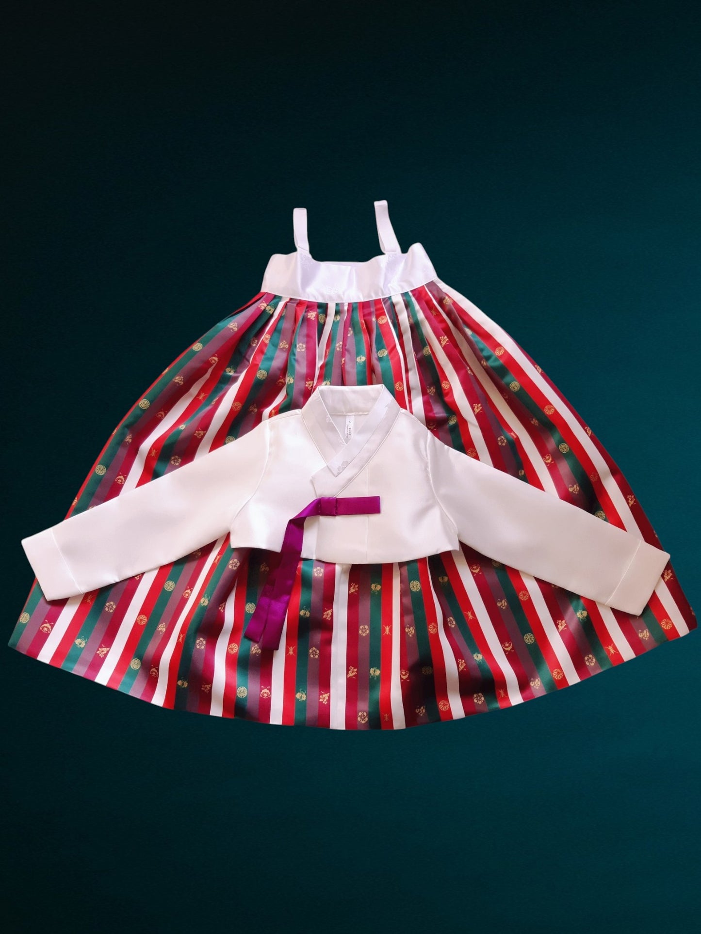 White Saekdong Hanbok girl, Korean traditional costume for girls, Kids hanbok with worldwide shipping