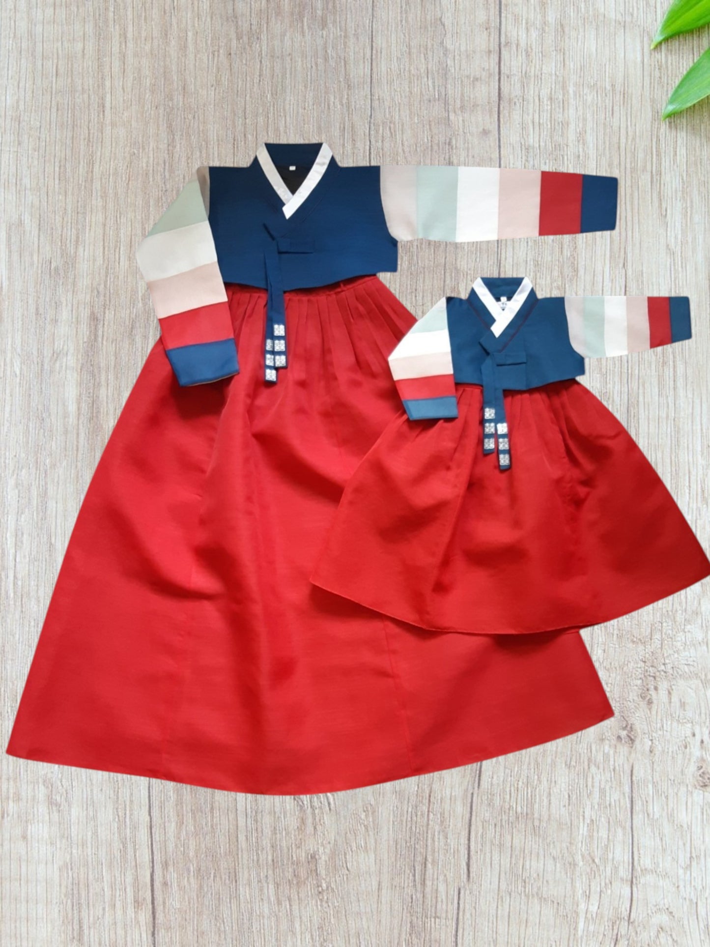 Navy Red Hanbok girl, Korean traditional costume for girls, Kids hanbok